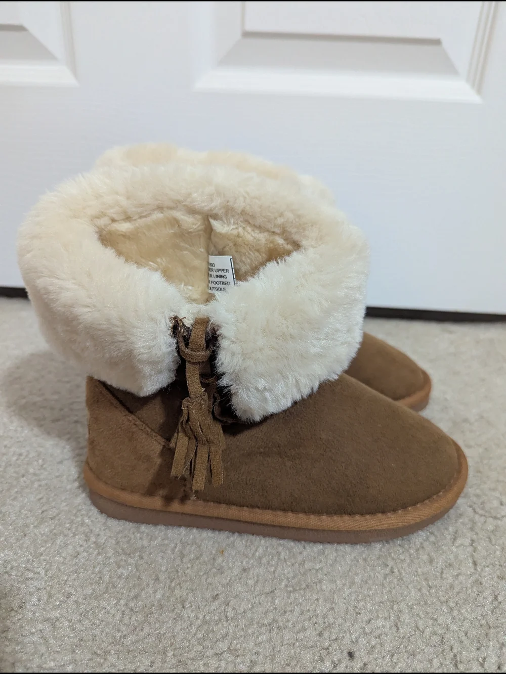 Kids Cozy Shearling-Lined Suede Booties - Brown
